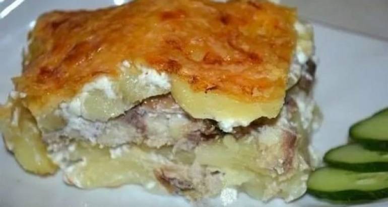 Запеканка из картофеля со скумбрией